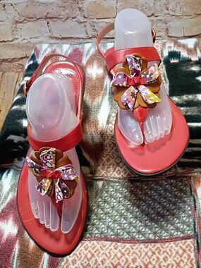 Clarks Leather Indigo,Pink,Passion Floral Sandal Size 11M